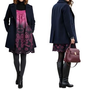 Defenon Unique Pink Black Ombre Laser Cut Floral Dress S